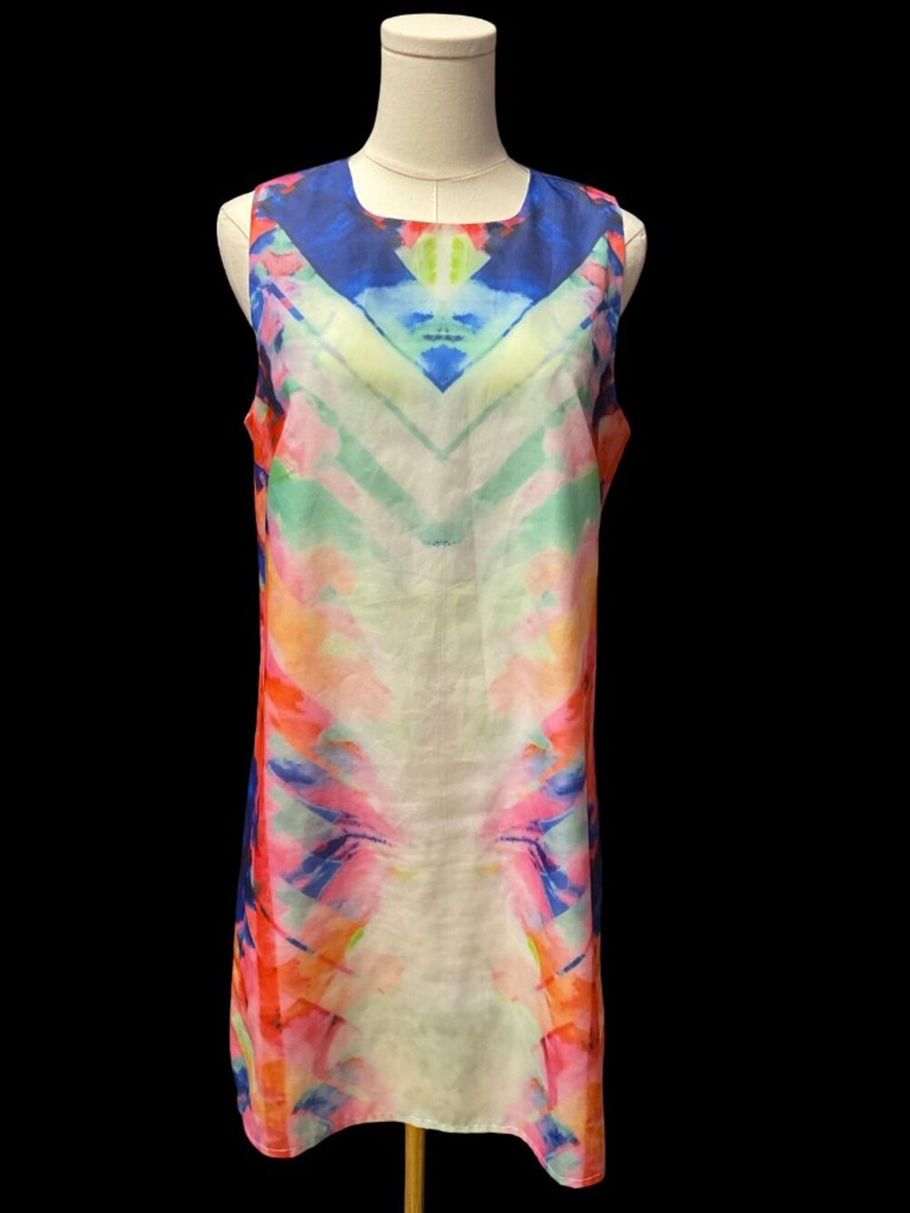 Multicolored Abstract Print Sleeveless Shift Dress